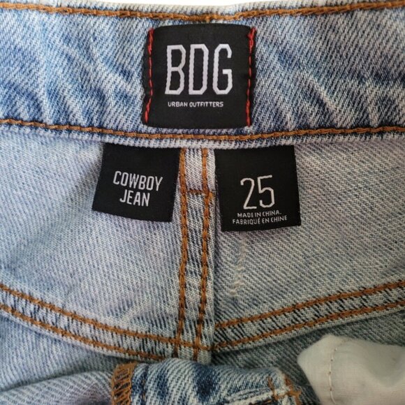 BDG Urban Outfitters High‑Waist Patchwork Cowboy Jeans 25 Boho Statement Denim - Picture 8 of 16